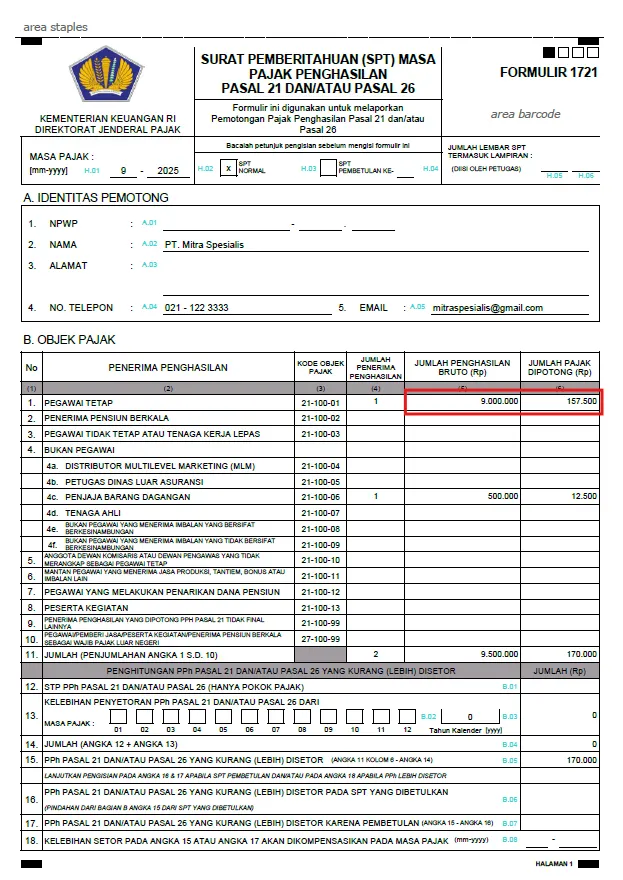 Catat gaji PPh 21 & SPT